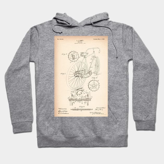 Vintage Bicycle - 1899 Patent Drawing - S Hoodie by SPJE Illustration Photography